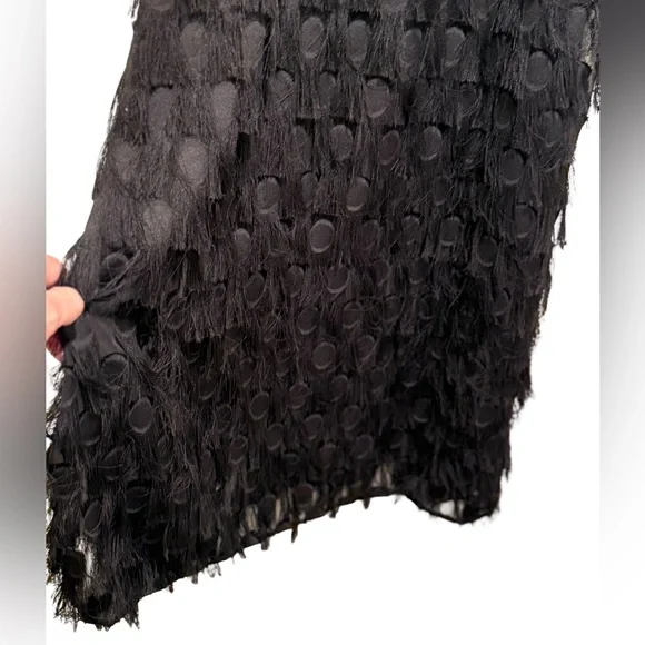 Anthropologie EUC Size 8 Pretty Black Sleeveless Fringe Cocktail Dress (0605) - Picture 4 of 12